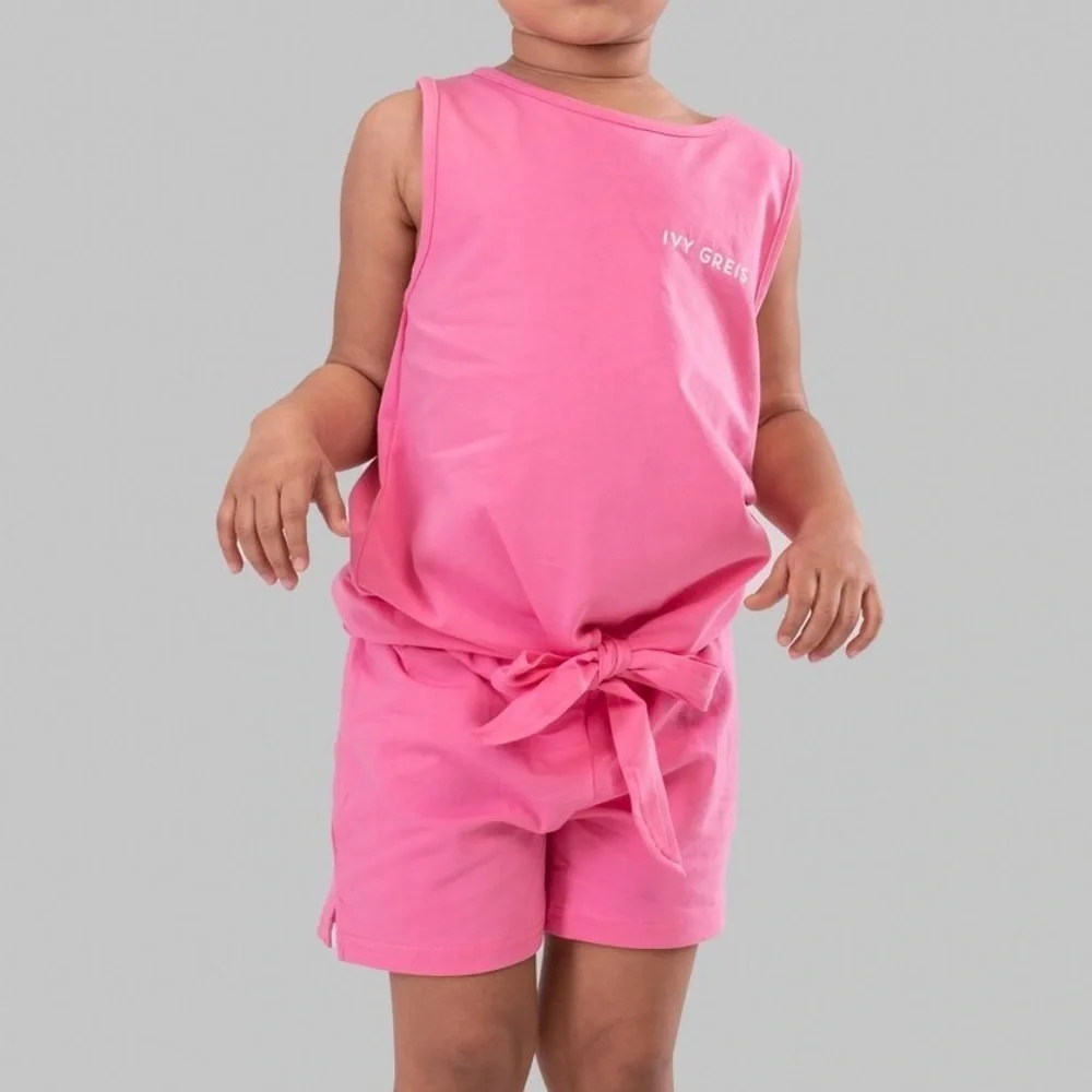 Girls pink top and shorts set in size 4T